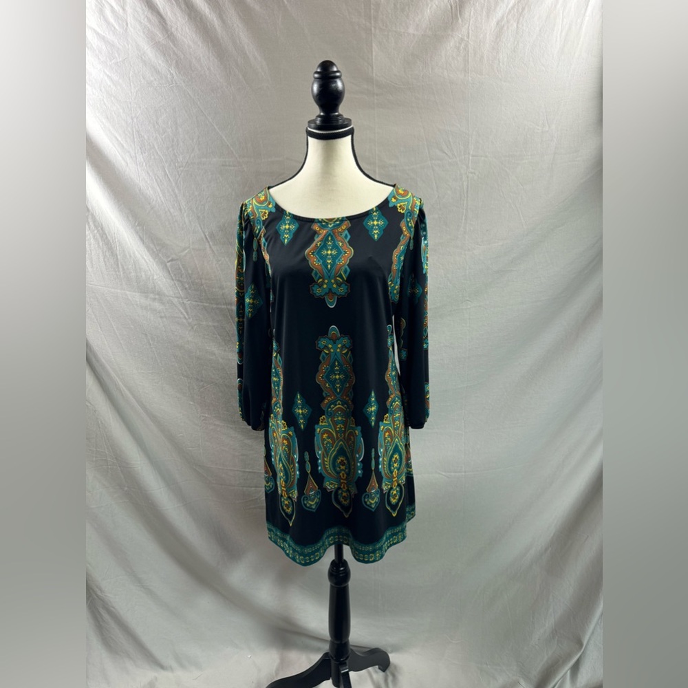 Inc Paisley Print Tunic Dress Black